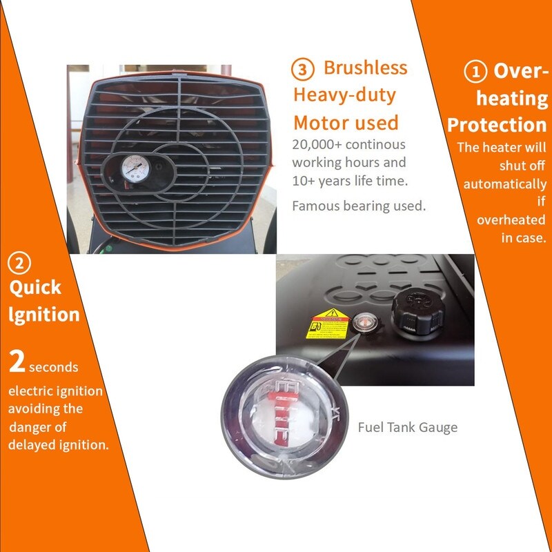 Portable Movable Torpedo Forced Air 215000BTU Heavy duty Kerosene Diesel Heater with Thermostat Control and Overheat Protection Bed Bath Beyond 39780689