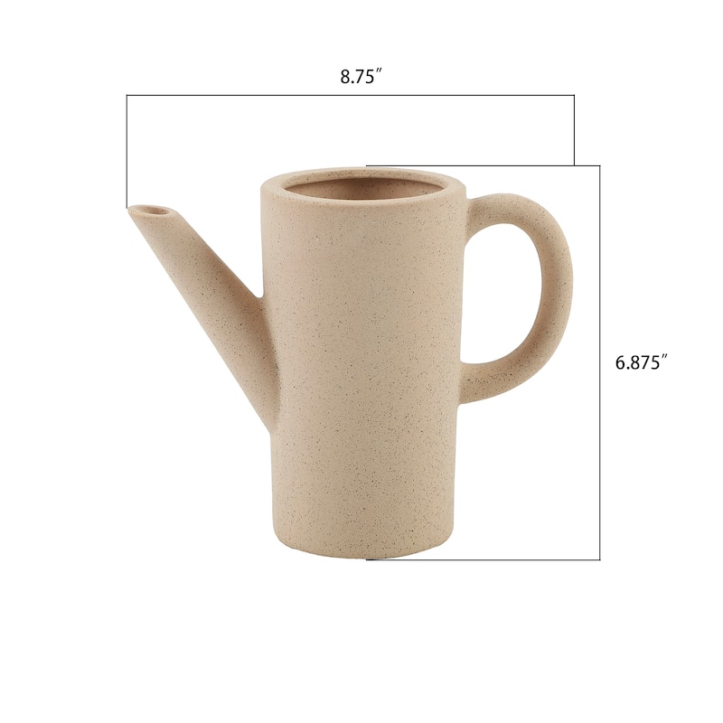 8.75" Ceramic Watering Can in Speckle Natural