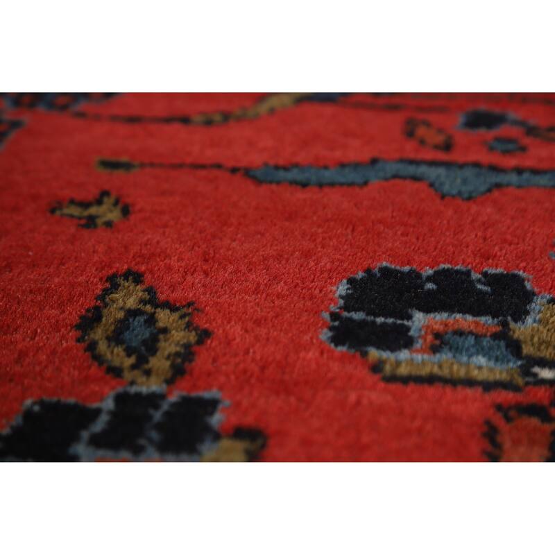 Hand Knotted Oriental 100% Wool Carpet Traditional All-Over Red Bibikabad Area Rug - 16' 7'' X 11' 7''