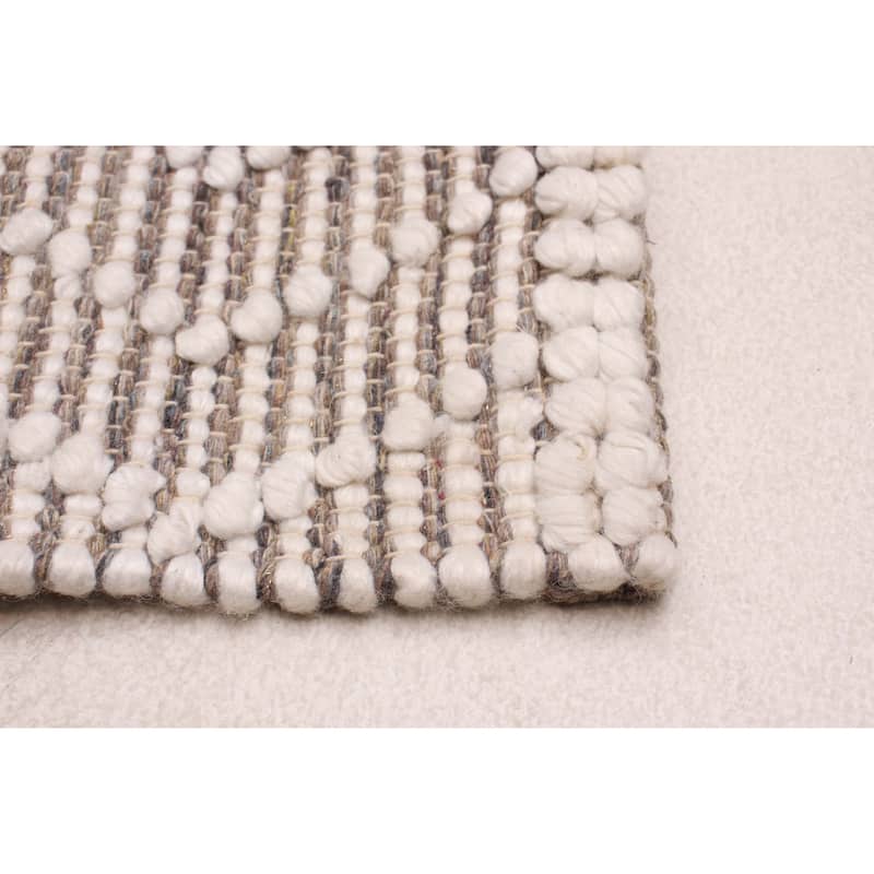 ECARPETGALLERY Braid weave Sienna Grey Wool Rug - 6'0 x 8'10