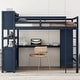 preview thumbnail 14 of 21, Full Size Wood Loft Bed with Cabinet and Bookshelf