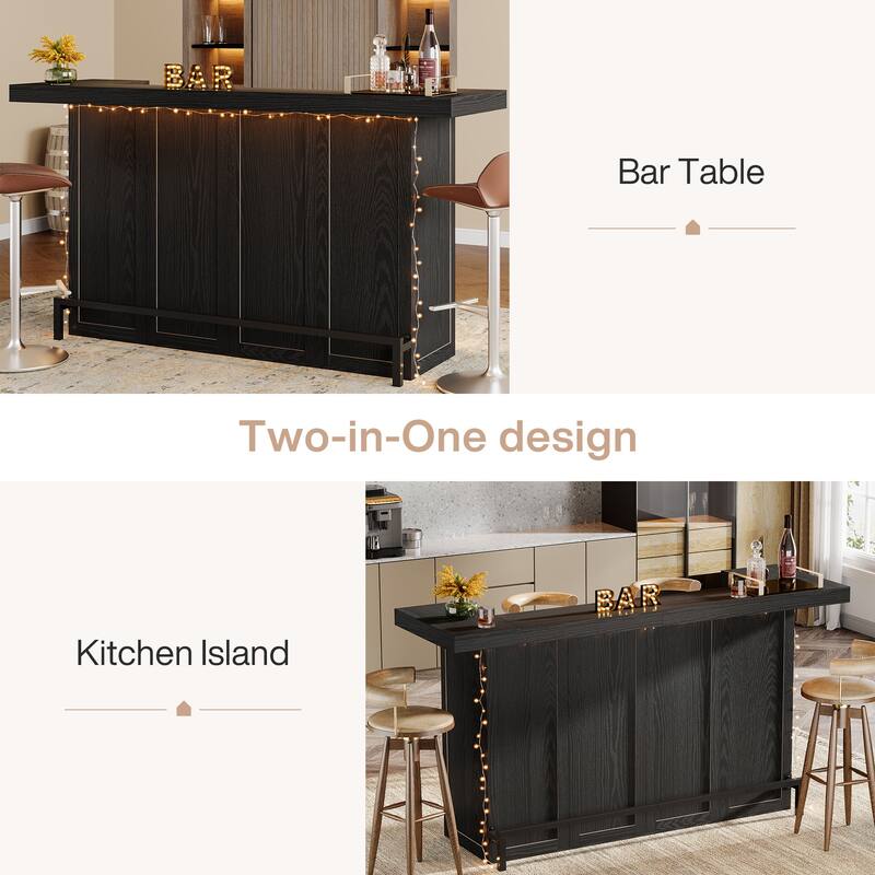 70.9-Inch 4-Tier Bar Table, Large Wooden Home Bar Unit