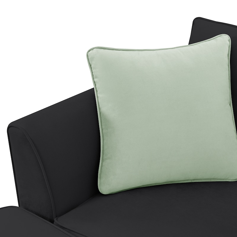 112-inch L-shaped 7-seat Modular Sectional Sofa with Ottoman and Three Pillows - 112"W x 87"D x 33"H