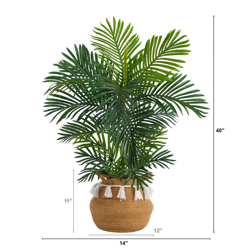 Artificial Palm Tree 40In Indoor Outdoor Decor Boho Planter Tree - Green