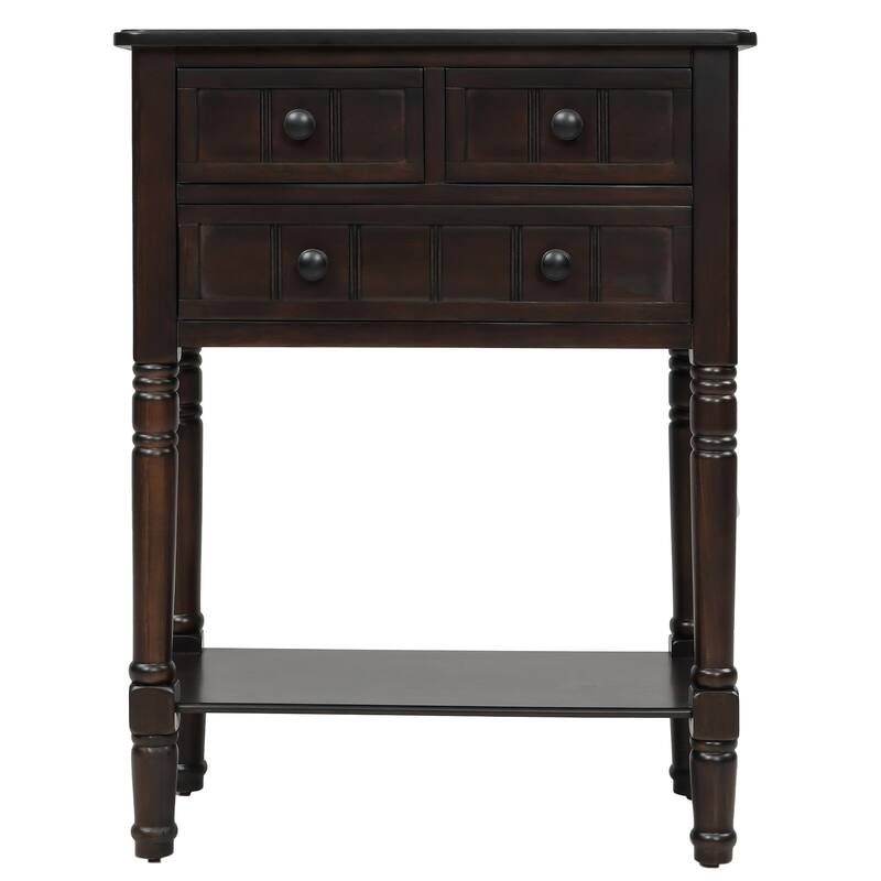 Narrow Console Table, Slim Sofa Table with Three Storage Drawers and Bottom Shelf
