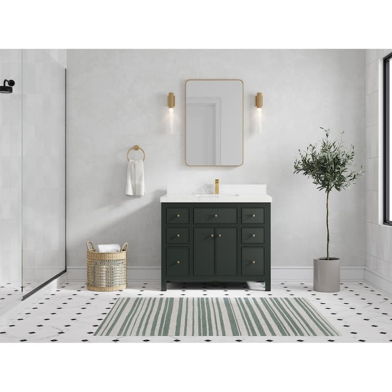 Willow Collections 42 in W x 22 in D Sonoma Free Standing Reeded Single Sink Bathroom Vanity with Countertop