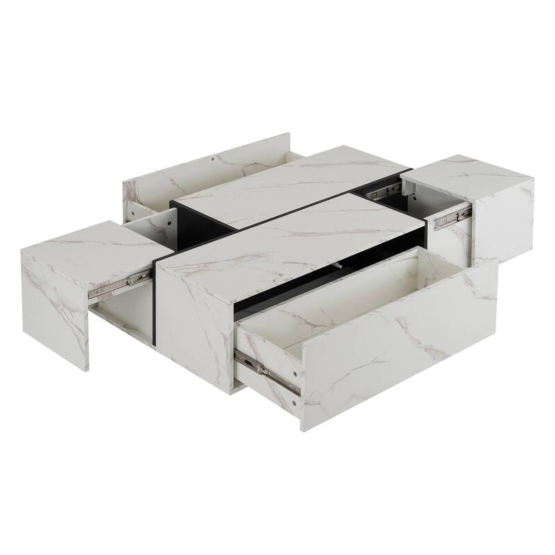 47.2" MDF Coffee Table with Sliding Top and Hidden Storage for Living Room