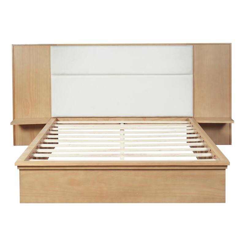 Christopher Knight Home - Avery Platform Bed Frame with Upholstered Headboard & Built-In Side Shelves, No Box Spring Needed