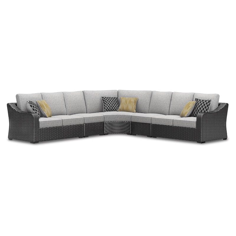 Signature Design by Ashley Beachcroft Black/Gray 5-Piece Outdoor Sectional - 130"W x 130"D x 35.75"H