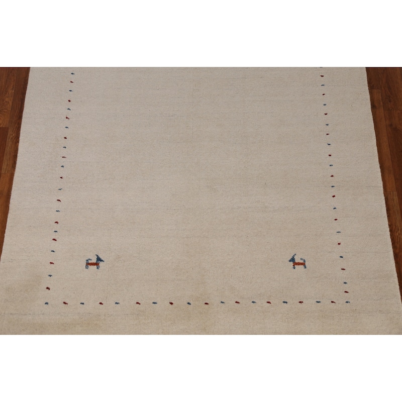 Little Animals Tribal Gabbeh Indian Rug Hand-Knotted Wool Carpet - 4'0" x 6'0"