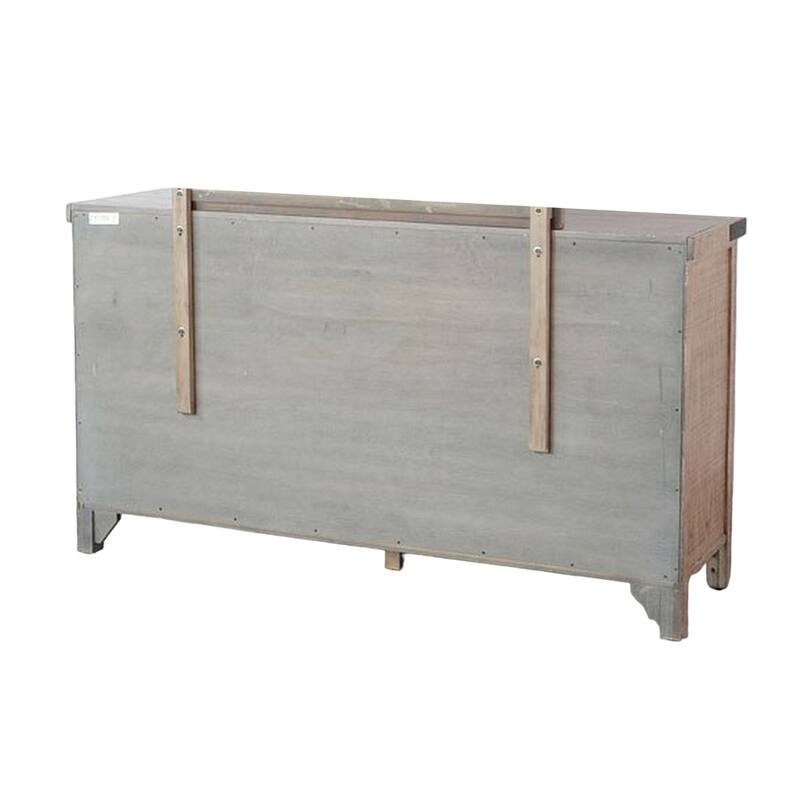 Desy Wide Dresser Chest with 6 Drawers, Light Brown Mahogany Wood