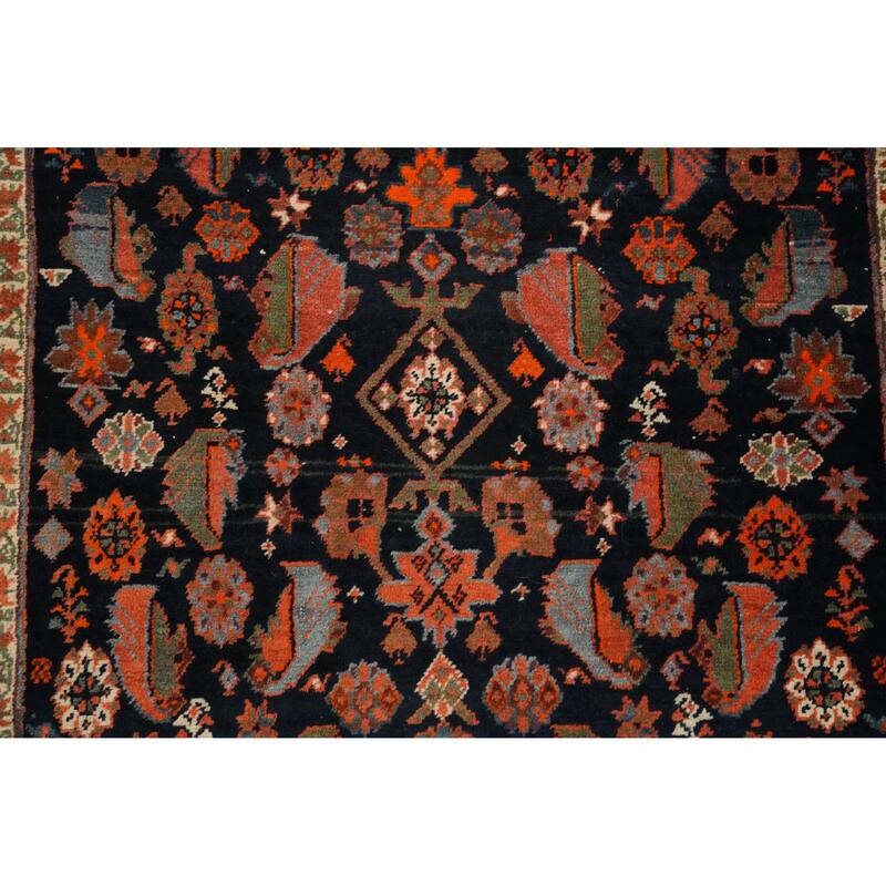 Hand Knotted Oriental 100% Kork Wool Carpet Traditional Tribal Navy Blue & Blues Bidjar Runner Rug - 18' 0'' X 3' 1''