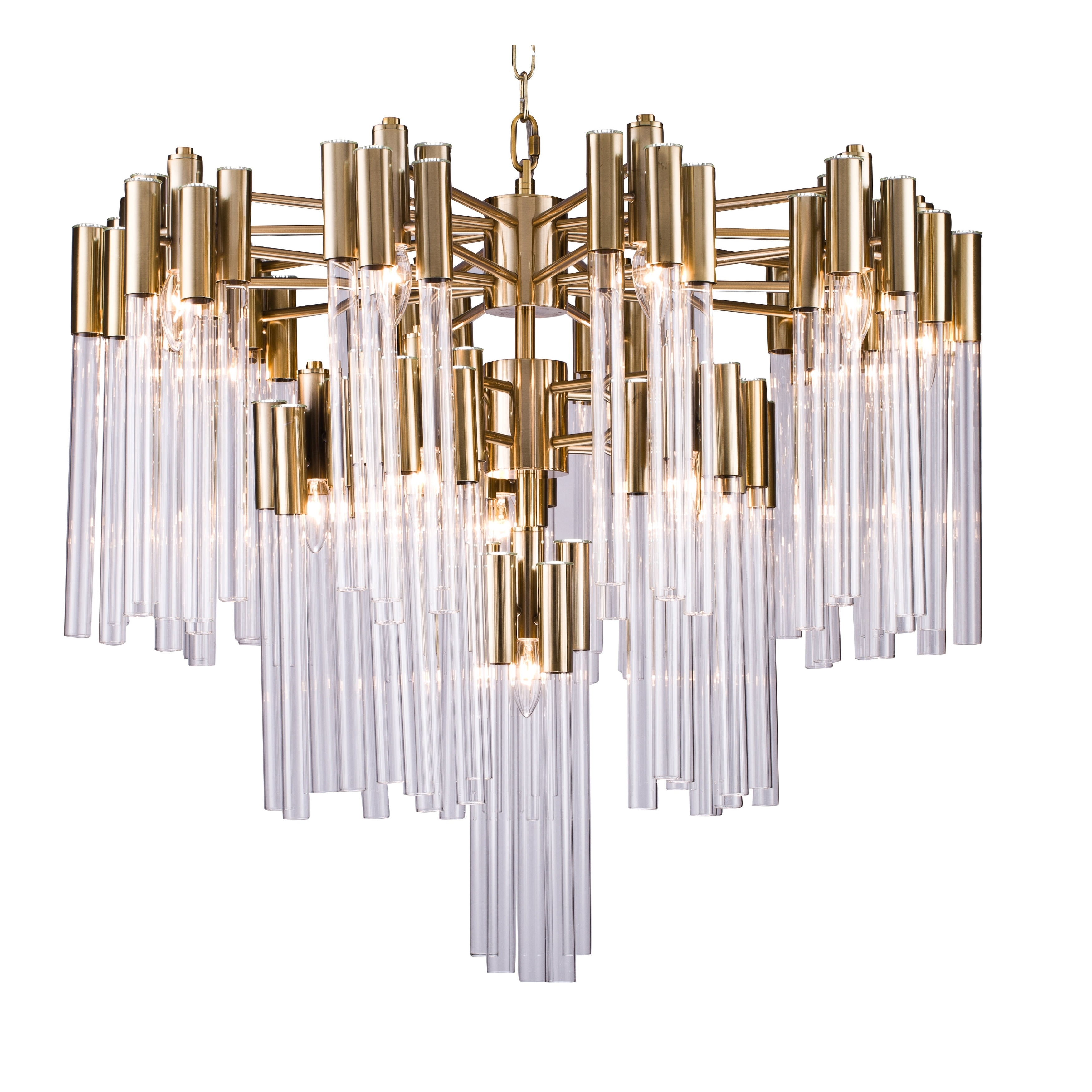 Transitional 16-Light 3 Tier Glass Chandelier