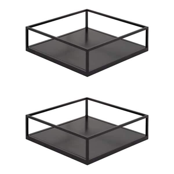 slide 3 of 6, Kate and Laurel Lintz Modern Corner Shelf Set - 2 Piece 2 Piece - Black