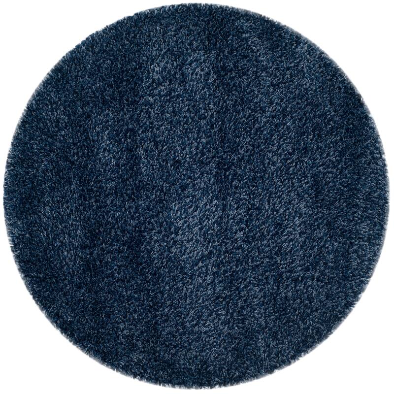 SAFAVIEH California Premium Shag Izat 2-inch Thick Area Rug - 5'3" Round - Navy