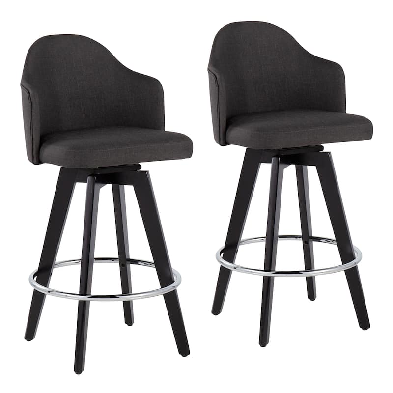 Carson Carrington Valsatra 26" Upholstered Counter Stool with Black Wood Base (Set of 2)