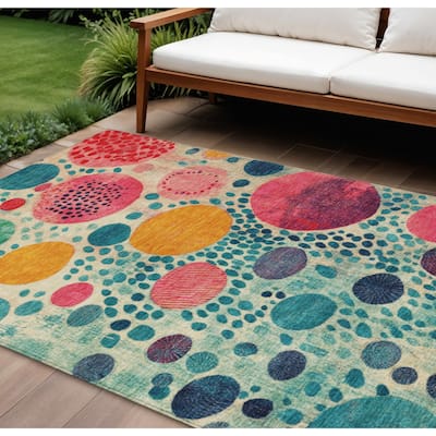 HomeRoots Geometric Transitional Rectangle Outdoor Rug