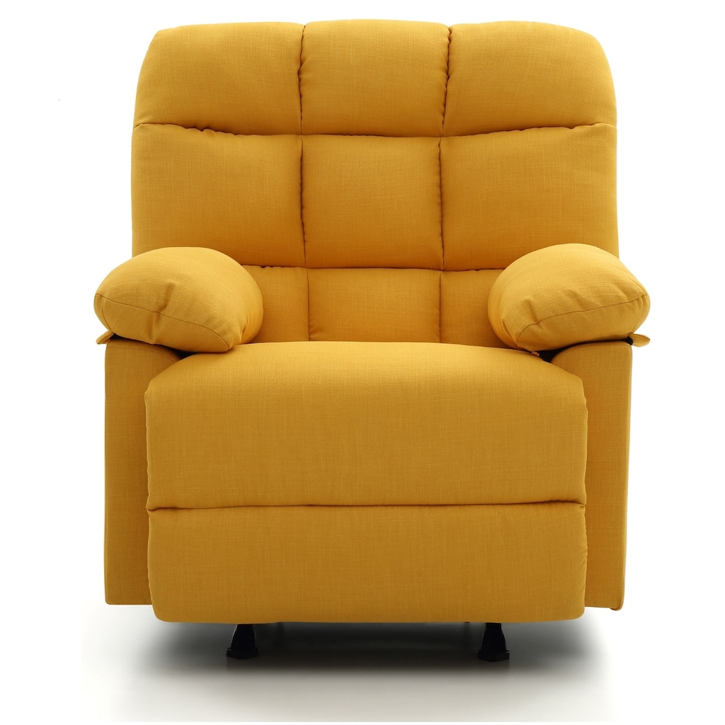 Fabric Upholstered Reclining Chair with Padded Arms - 39" - Yellow