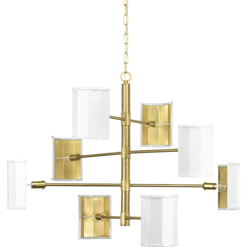 POINT DUME® Wandermere Collection Brushed Brass Eight-Light Chandelier - 40 in x 40 in x 28.25 in - 40 in x 40 in x 28.25 in
