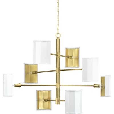 POINT DUME® Wandermere Collection Brushed Brass Eight-Light Chandelier - 40 in x 40 in x 28.25 in