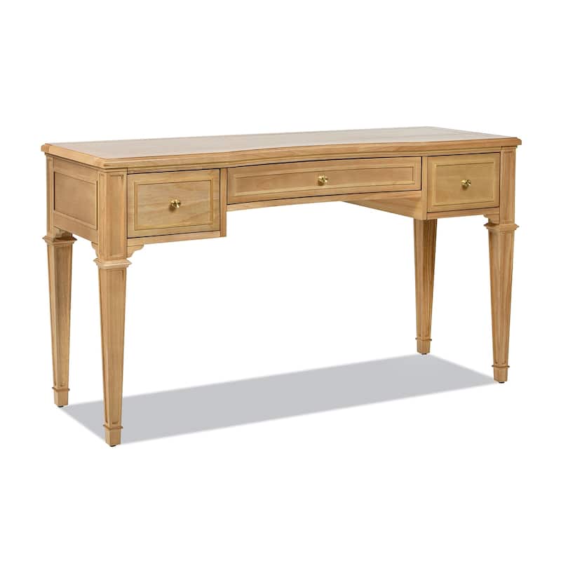 Jennifer Taylor Home Dauphin 55" Solid Wood 3-Drawer Gold Accent Executive Desk