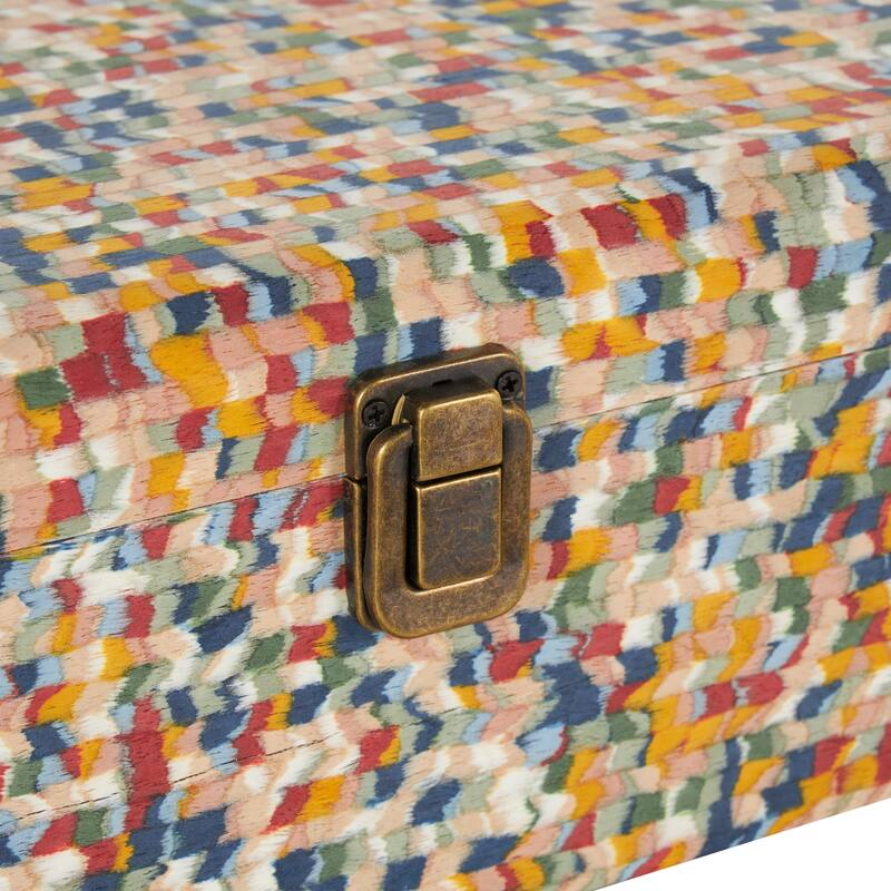 Multi Colored or Gray Wood Handmade Storage Decorative Box with Bronze Latches (Set of 2)