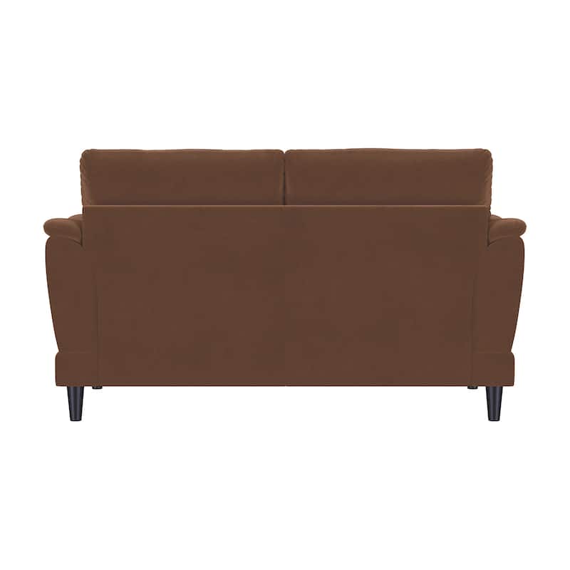 Velvet Upholstered Loveseat with Wooden Tapered Legs in Rust