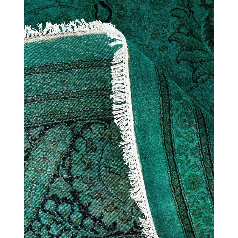 Fine Vibrance One-of-a-Kind Hand-Knotted Area Rug - Green, 12' 1" x 12' 1" - 12' 1" x 12' 1"