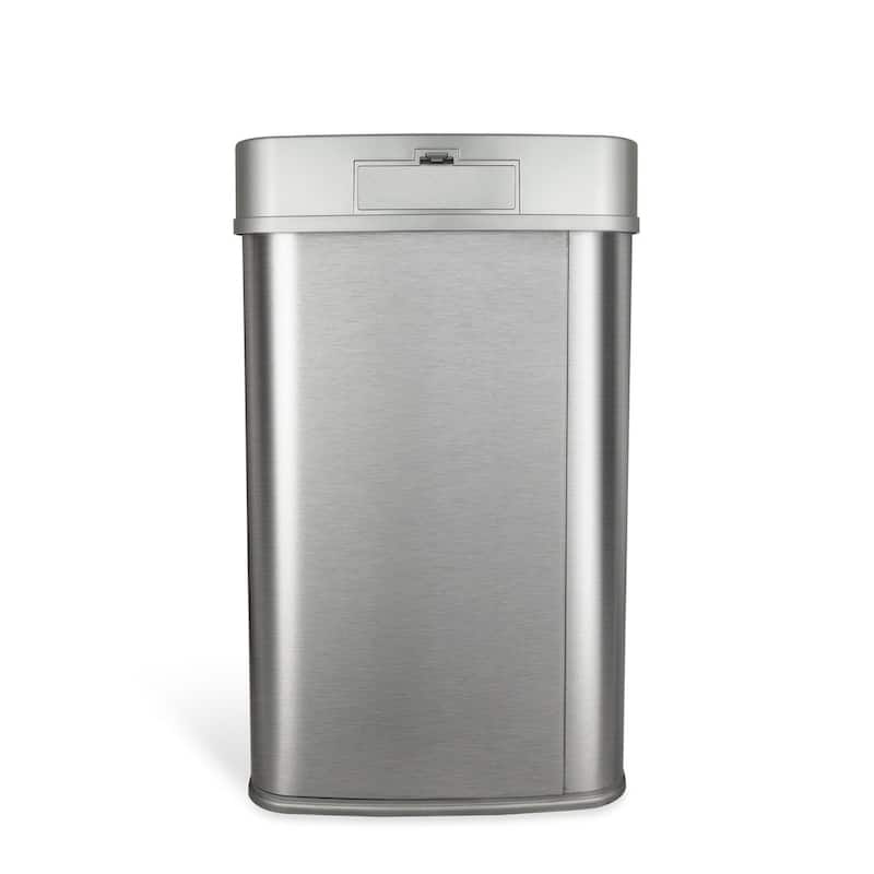 NINESTARS Rectangular Motion Sensor Trash Can 13.2 Gallon Silver DZT-50-28SL
