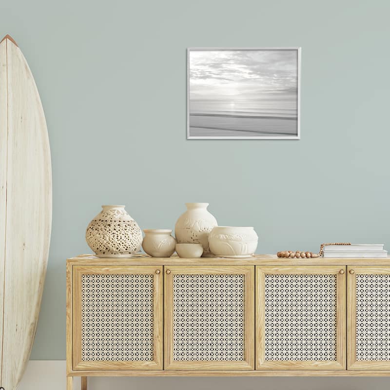 Stupell Soft Serene Beach Reflection Framed Giclee Art Design By Maggie Olsen