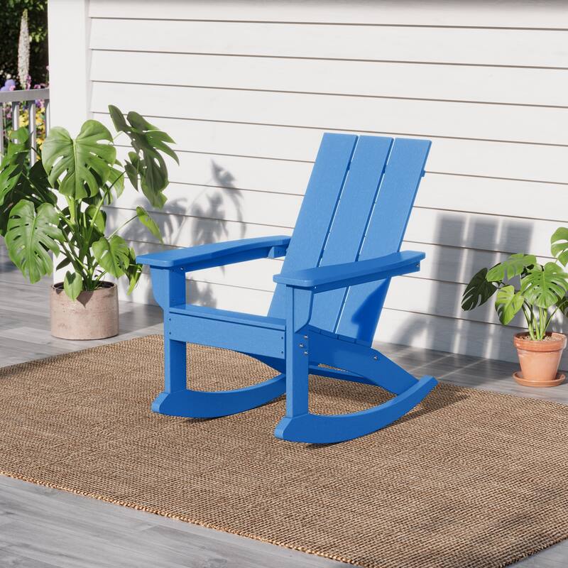 Shoreside Modern Eco-Friendly All Weather Poly Adirondack Rocking Chair