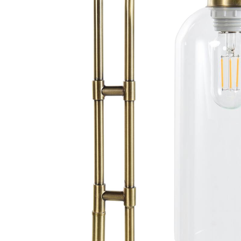 Oro Gold Table Lamp - Brushed Gold Curved Design and Marbled Base - Clear Shade