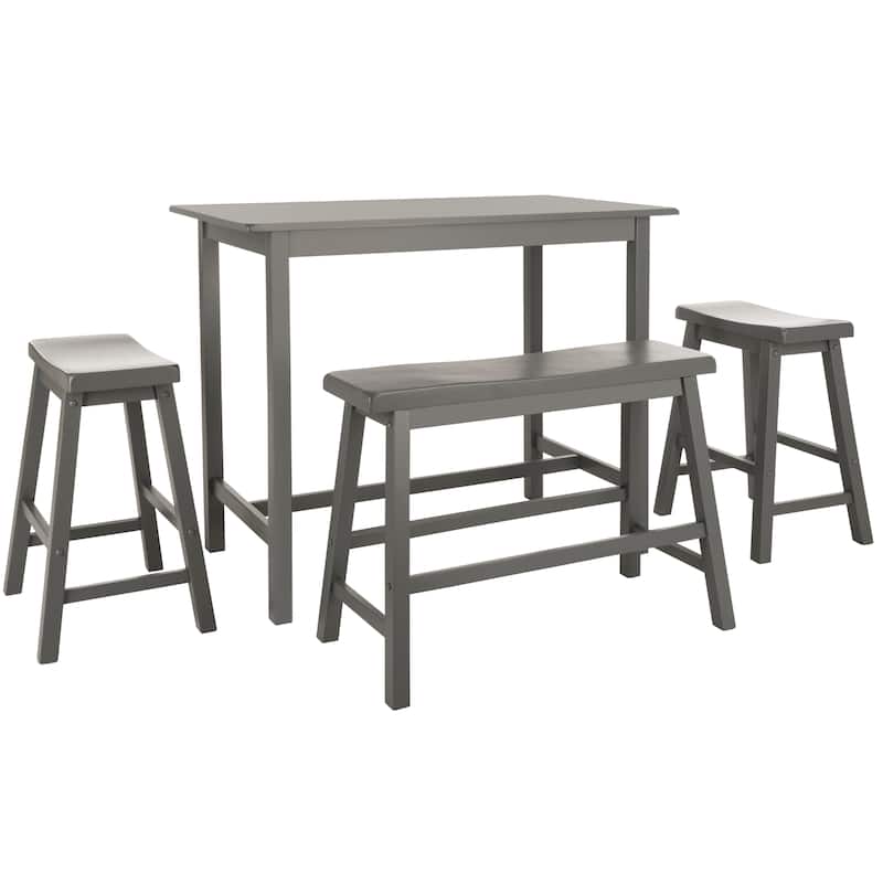 SAFAVIEH Phil 4-Piece Counter-Height Bench And Stool Pub Set - 24Wx44Dx36H - Grey