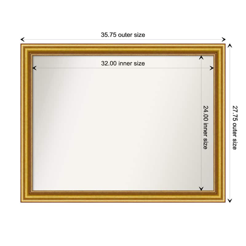 Townhouse Gold Framed Non-Beveled Custom Wall Mirror, Bathroom Vanity Mirror - Outer Size: 35.75 x 27.75