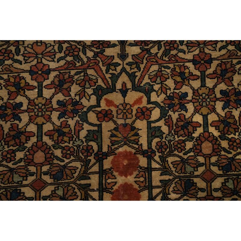 Hand Knotted Oriental 100% Wool Carpet Traditional All-Over Beige & Ivories Sarouk Area Rug - 6' 6'' X 4' 5''