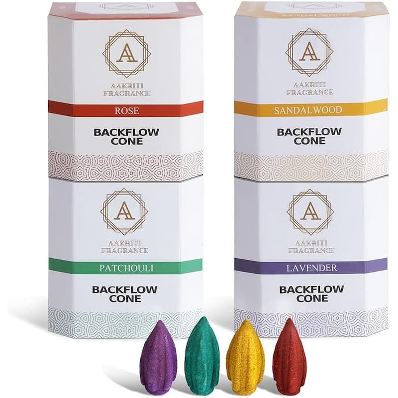Aakriti Natural Waterfall Backflow Cones for Meditation, Aromatherapy - 100 pcs - Multi-Color
