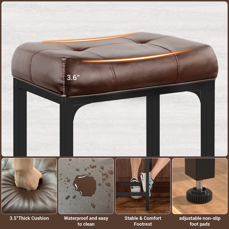 Counter-Height Stools Saddle Stool, PU Leather Barstools with Metal Base, Soft Cushion