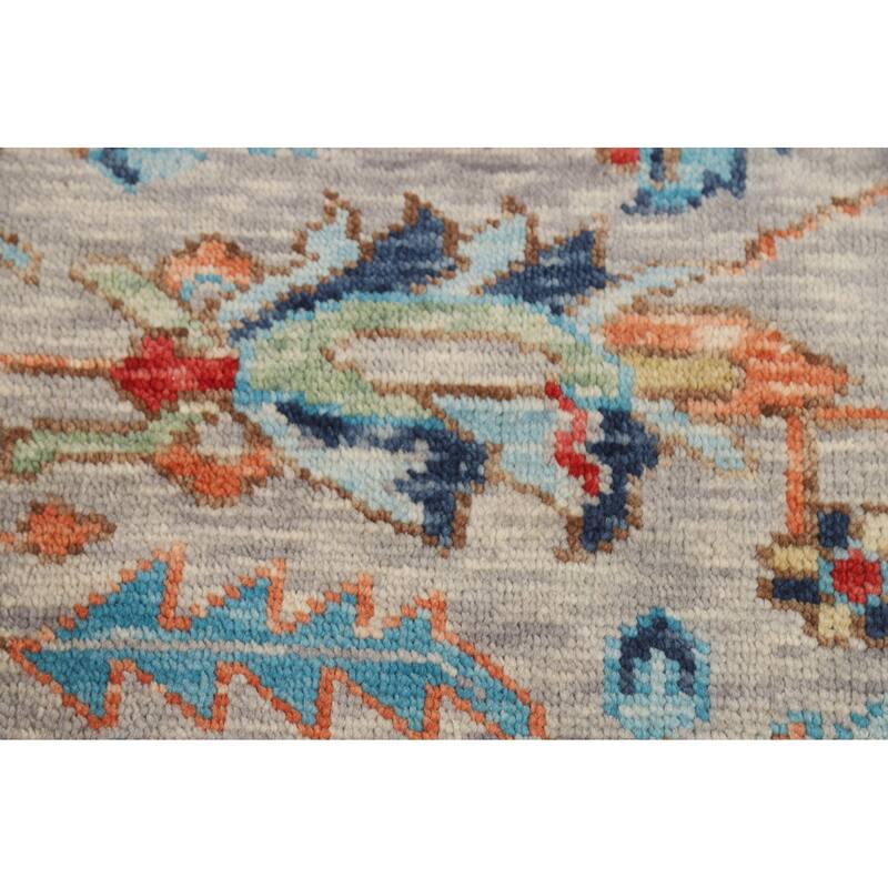 Hand Knotted Oriental 100% Wool Carpet Transitional All-Over Greys & Charcoal Oushak Area Rug - 12' 0'' X 9' 2''