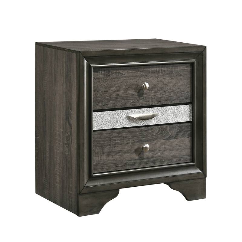 Sleek Modern 3-Drawer Nightstand with Jewelry Storage - Grey