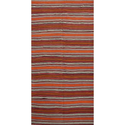 Hand Woven Oriental 100% Wool Carpet Southwestern Geometric Multi-Colored Kilim Area Rug - 9' 9'' X 4' 9''