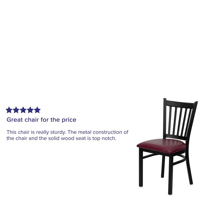 Vertical Back Metal Restaurant Chair - 17"W x 20.25"D x 34.25"H - 17"W x 20.25"D x 34.25"H