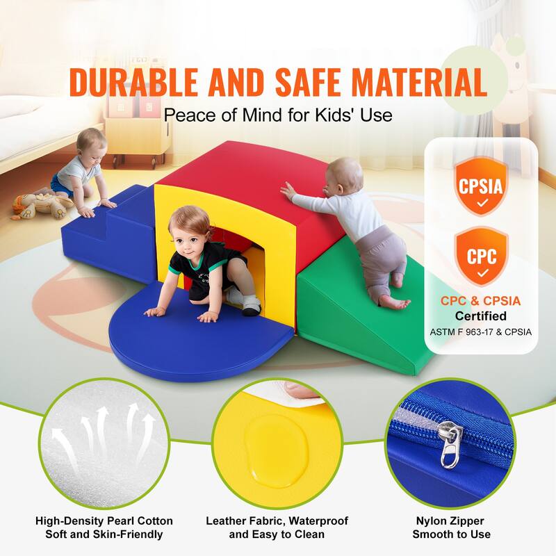 Single Tunnel Climber, Toddler Playset, Foam Climbing Blocks for Toddlers, Kids Tunnel Maze with Stairs and Ramp