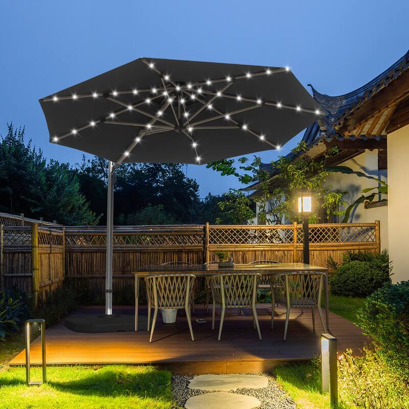 Round Cantilever Umbrella with Center Pole, Gray (Base Not Included)
