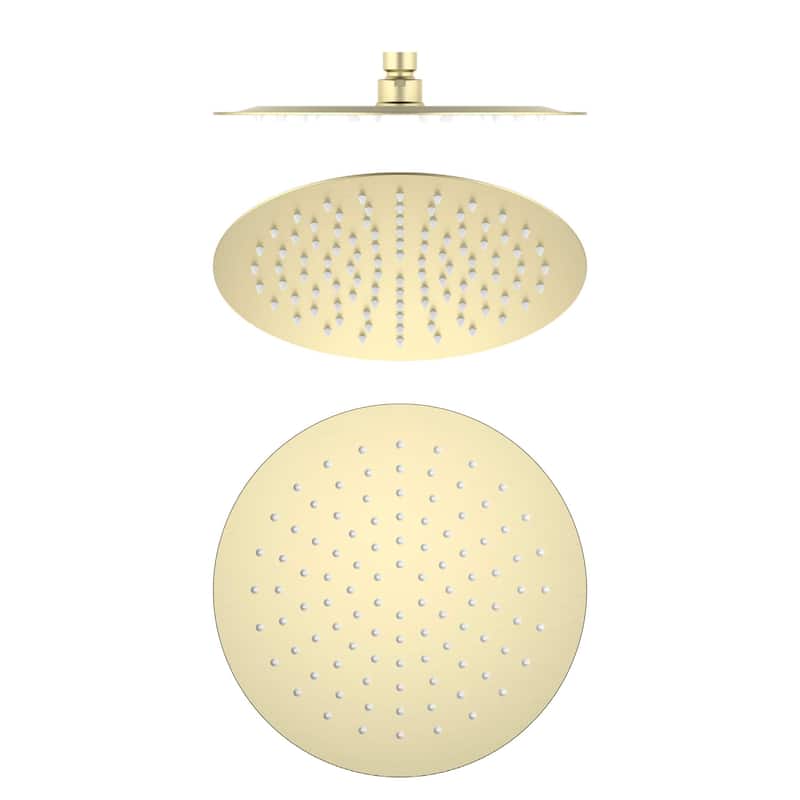 Circular 10" Metal Ultra Thin Profile Rain Shower Head 1.75 GPM - Brushed Gold