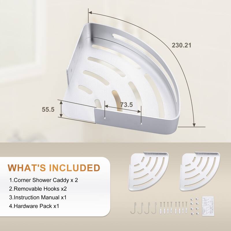 WOWOW 12.7 in. W x 9 in. D x 4 in. H Double Bathroom Corner Shelf