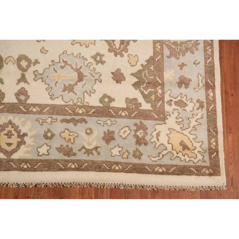 Earth Tone Oushak Indian Area Rug Hand-Knotted Wool Carpet - 8'0"x 10'2"