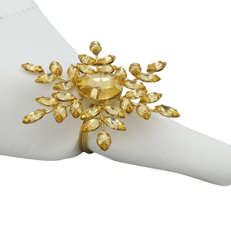 Elegant Frost Beaded Snowflake Napkin Ring (Set of 4)