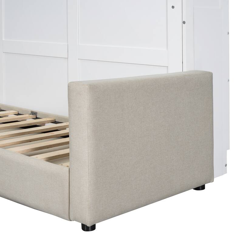 Queen Convertible Murphy Bed with Sofa, 2-in-1 Design, Storage & Dual-Piston Mechanism