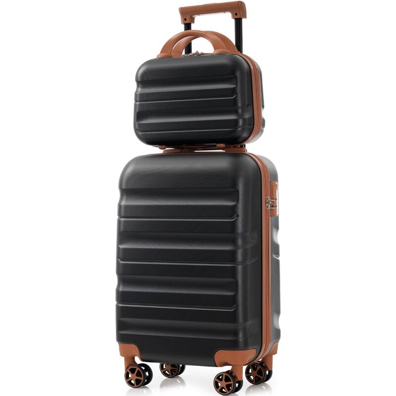 6-Piece Modern Hard-Shell Luggage, Lightweight Luggage with Spinner Wheels, for Boarding Travel, Black Brown