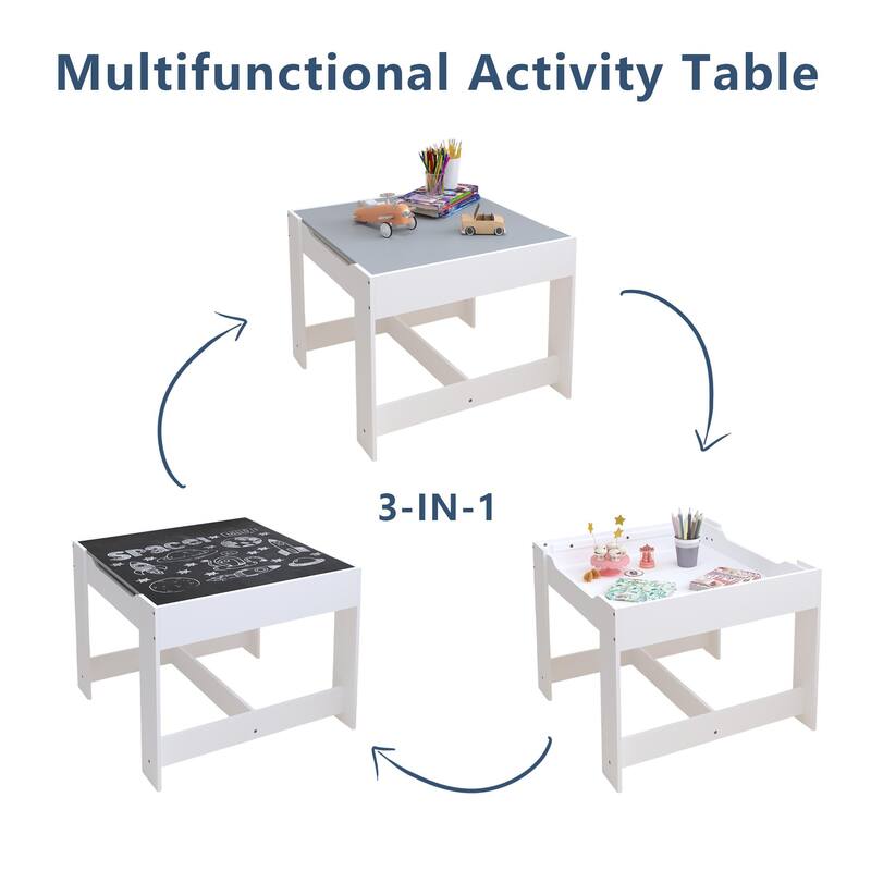 Anmytek Kids Activity Table and Chair Set with Storage, Toddler Play Craft Learning Desk for Playroom